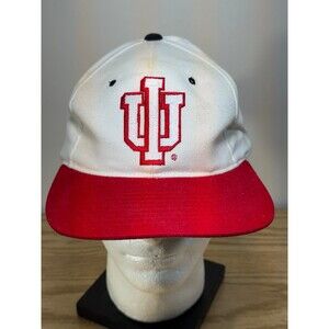 Vintage IU Indiana Hoosiers Hat Snapback Cap by Starter The Right Hat‎ White Red